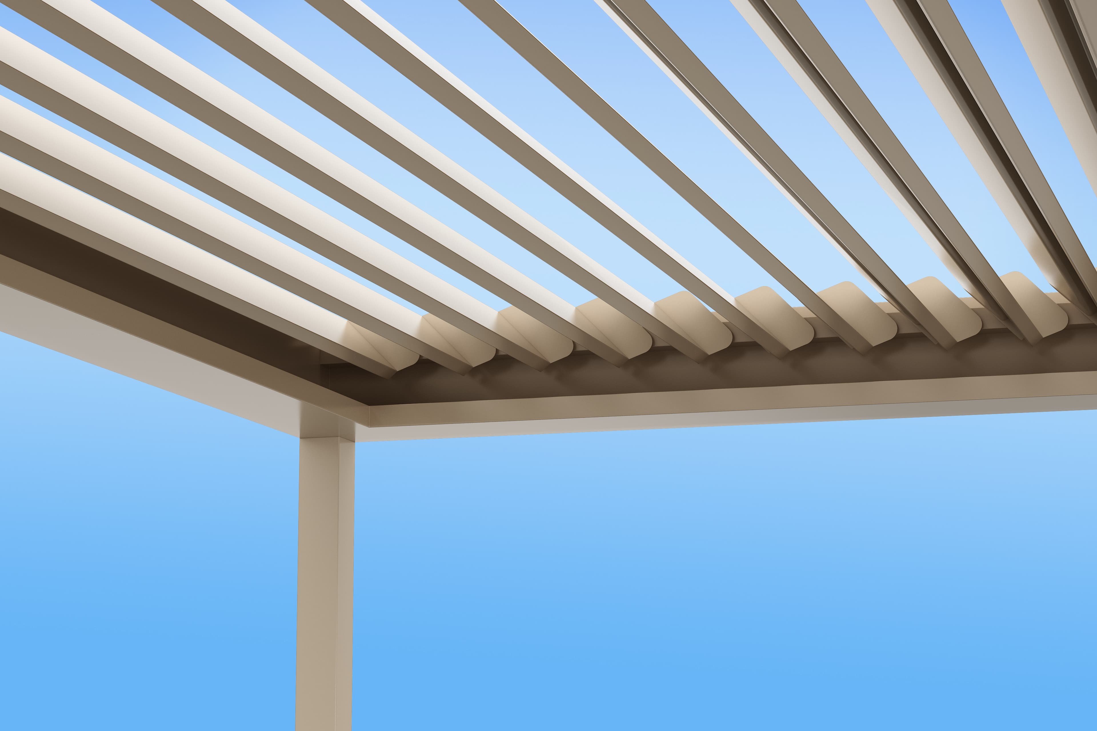 Adjustable louvre system in fully open position